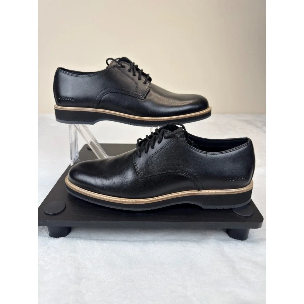 Cole Haan Morse Grand Plain Toe Oxford Black Leather Mens Shoes C41600 10 M New